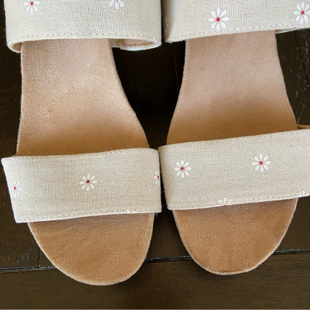 LifeStride Delta Slingback Platform Faux Wood Ankle Strap Sandals‎ Size 9.5 Boho